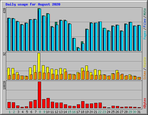 Daily usage for August 2020