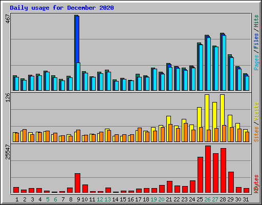 Daily usage for December 2020