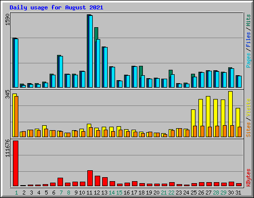 Daily usage for August 2021