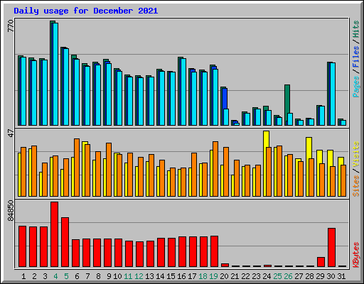Daily usage for December 2021