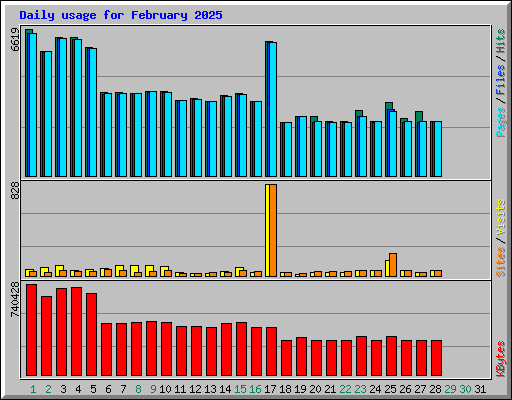 Daily usage for February 2025