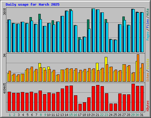 Daily usage for March 2025
