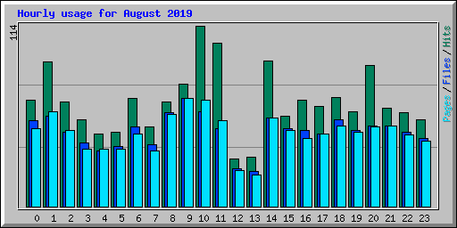 Hourly usage for August 2019
