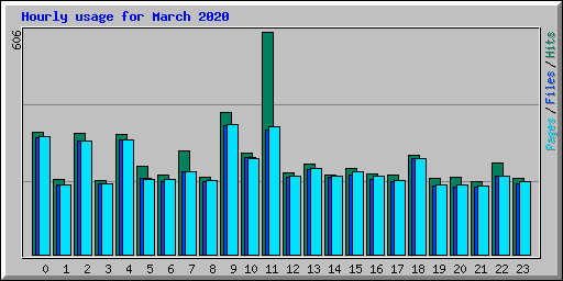 Hourly usage for March 2020