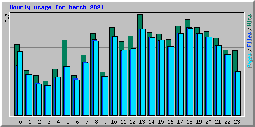 Hourly usage for March 2021